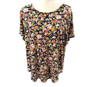 Philosophy Woman Floral Short Sleeved Boat Neck Top Size 2X EUC